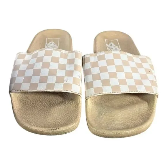Vans Women’s Checkerboard Slides Sandals Cream Beige Size 8 - Picture 3 of 9
